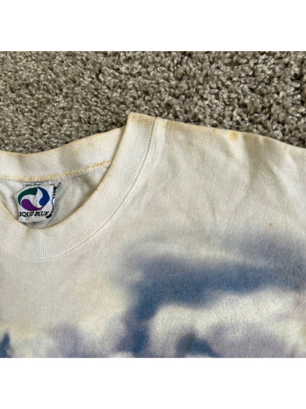 Vintage 1996 Liquid Blue Tie-Dye Wild Horses Graphic T-Shirt - Picture 4 of 13